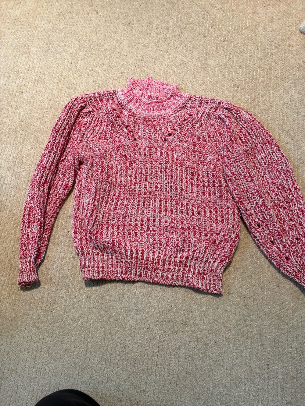 Women's Pink Marled Turtleneck Sweater